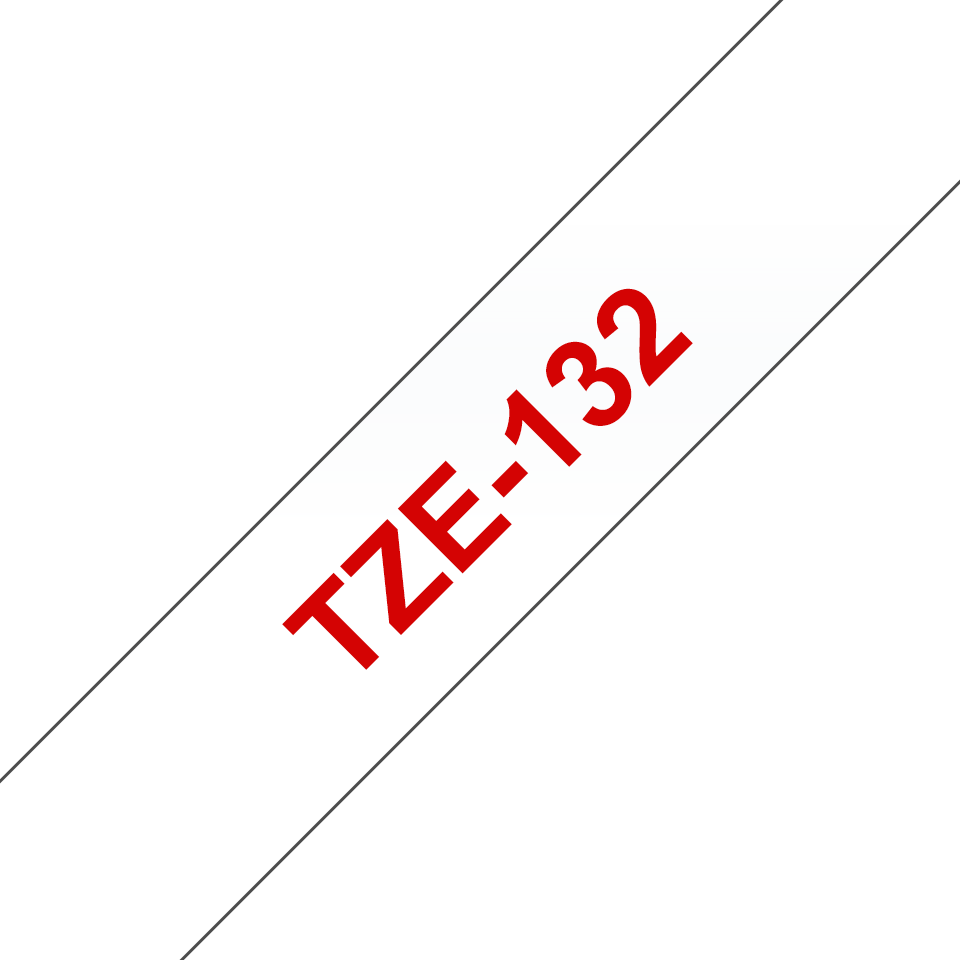 Genuine Brother TZe-132 Labelling Tape Cassette – Red On Clear, 12mm wide